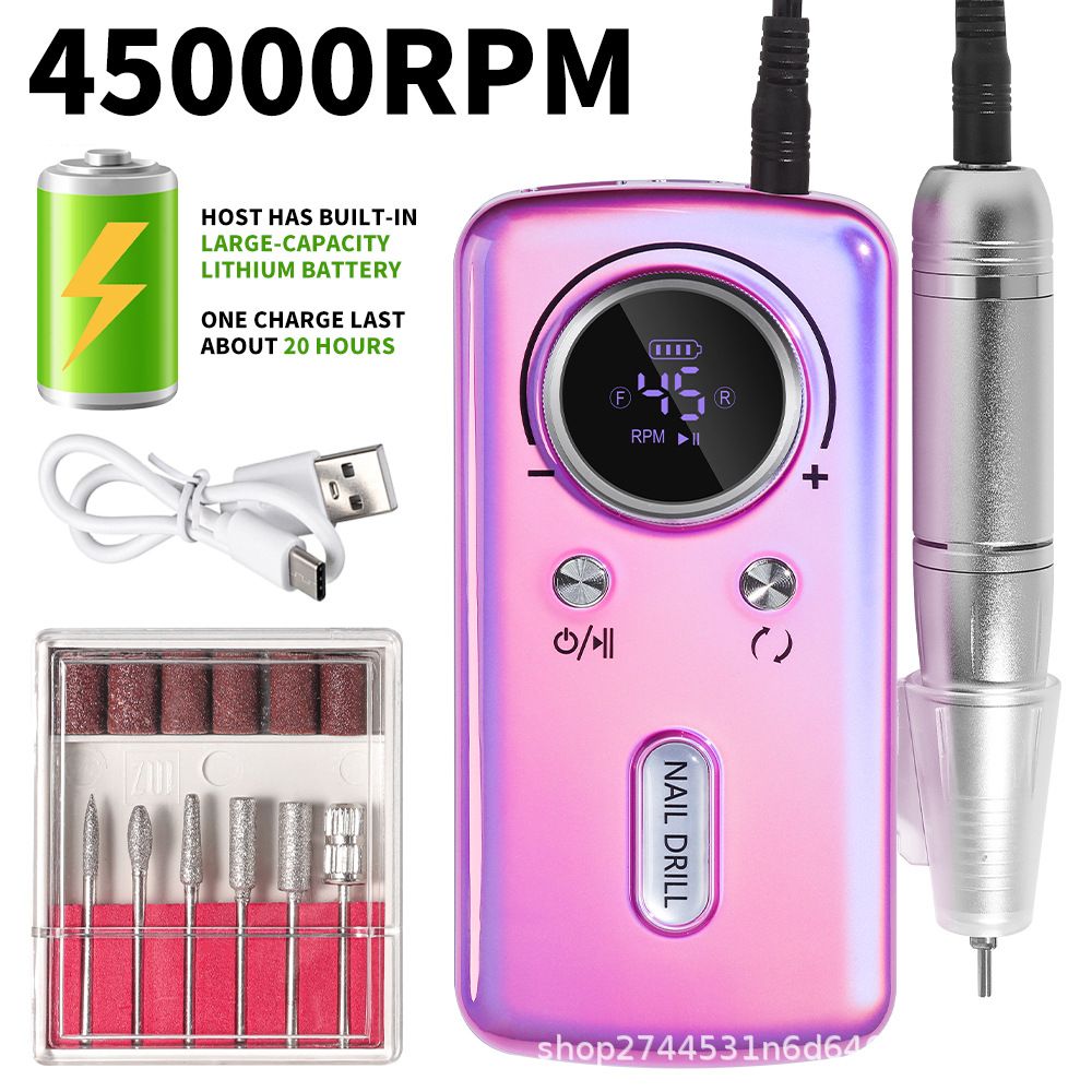 DMJ-V1 45000RPM Professional Rechargeable Electric Nail Drill Machine Portable Cordless Nail File For Acrylic Gel Nails Remove