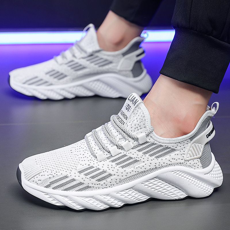 2024 autumn new breathable men's sneakers mesh men's shoes casual shoes men's fashion flying woven running shoes AD128
