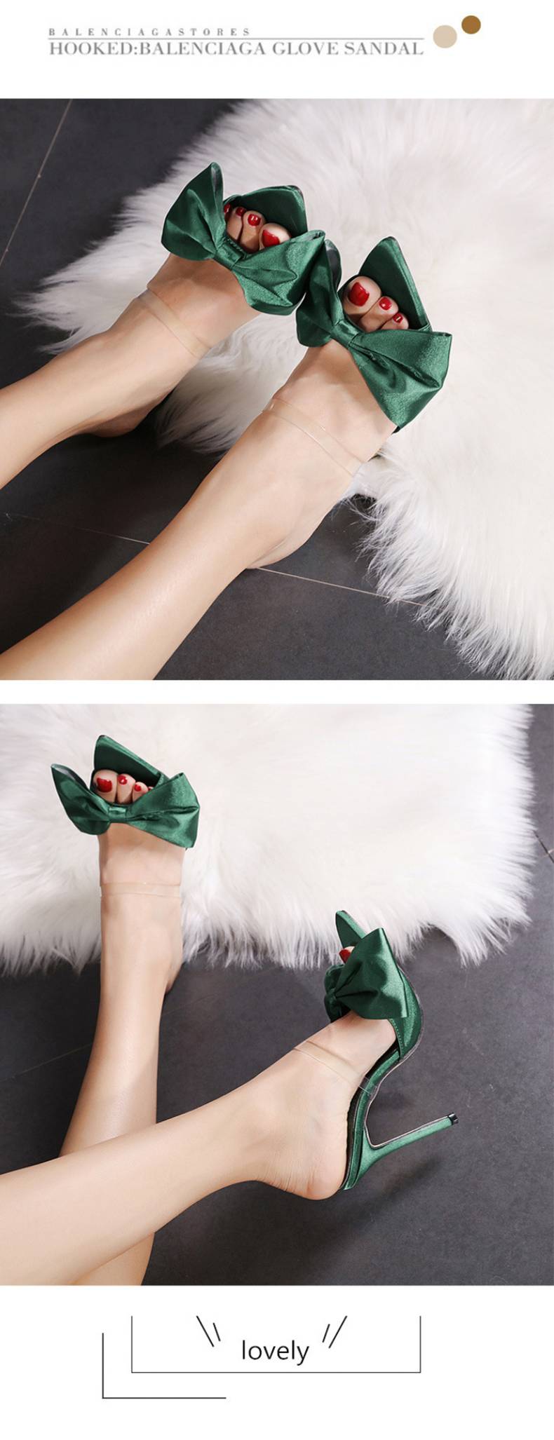 128-81 Women Slippers Mule High Heels Slippers Sandals Flip Flops Pointed Toe Strappy Slides Party Shoes