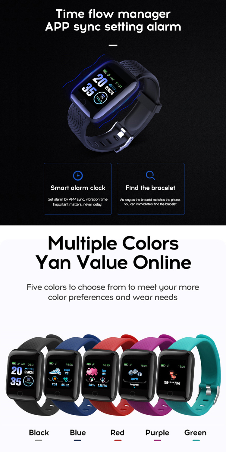 116 PLUS Sport Fitness Pedometer Color Screen Smart Bracelet Wristband Walk Step Counters Smart Band Men Women D13 Sport Watches