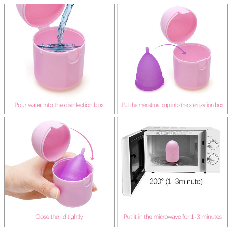 Silicone Menstrual Cup, Can Be High Temperature Sterilized Storage Box Female Menstrual Care Products Menstrual Cup (commodity: 1 menstrual cup + 1 menstrual cup disinfection storage box)