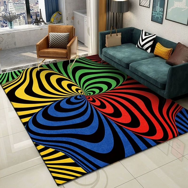 50*80cm Crystal velvet Colorful visual carpet, living room coffee table carpet, abstract vortex carpet CRRSHOP free shipping soft and comfortable