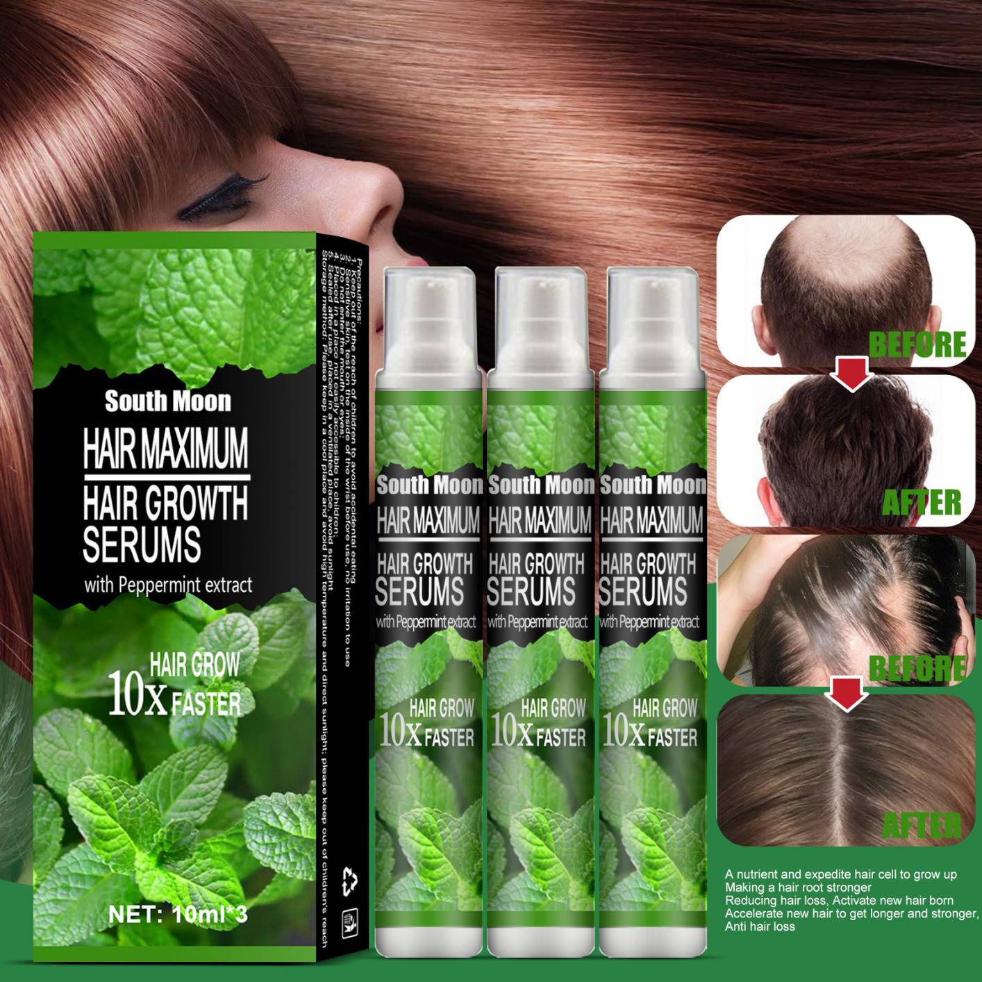 Mint Long Hair spray to Promote Hair Growth Moisturize Moisturize Tough Hair Nourish Scalp Care Liquid Men And Women