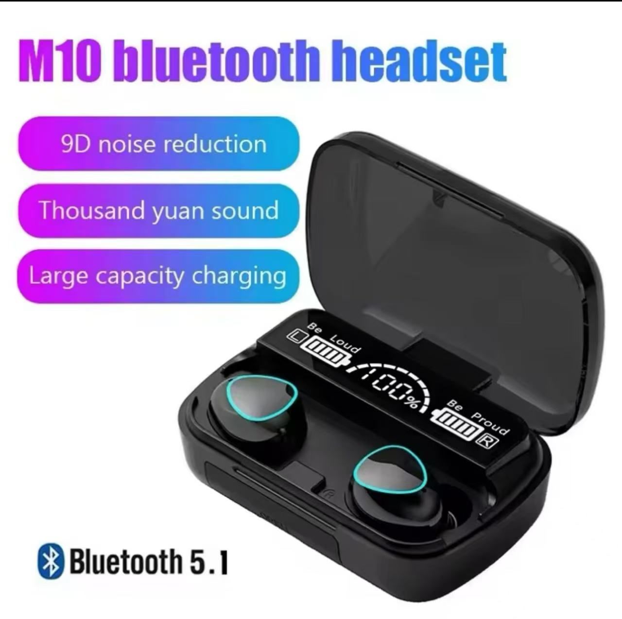 HOT M10 TWS Blue tooth Wireless Music Earphones Noise Reduction 9D HiFi Stereo Headphones Waterproof Sports Headset for iphone