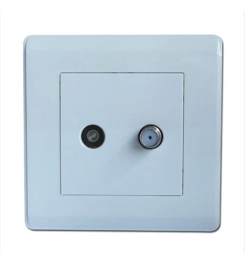 TV Satellite Radio Wall Socket Loops Double/Dual F Type Connector Wall Face Plate Outlet -Sky Plus Satellite Screw