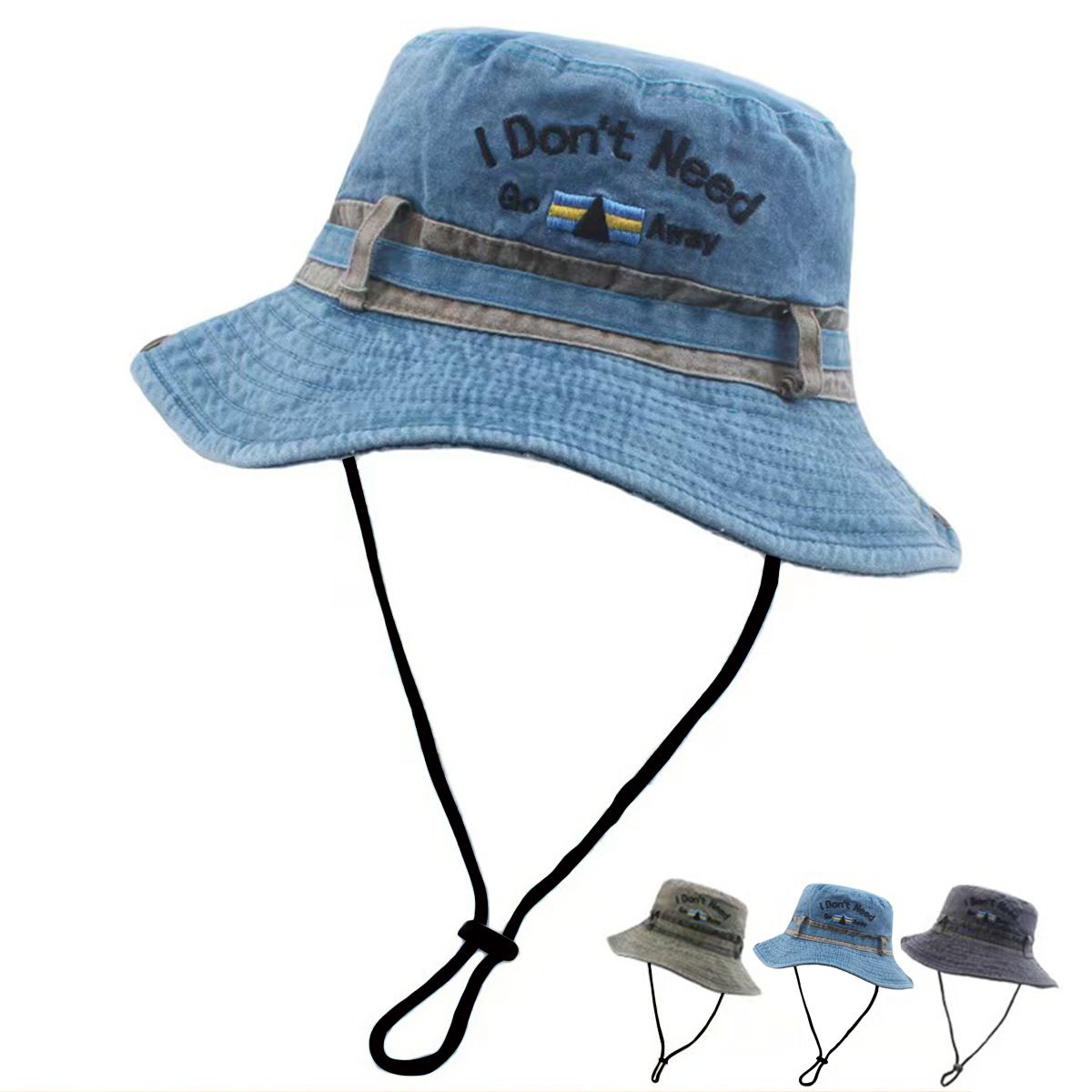 Outdoor UV Protection Bucket Hat, Cotton Blend Breathable Sun Hat with Wide Brim & Windproof Rope, Foldable & Adjustable Visor Hat for Men Women, All-Season Casual Sun Hat for Camping Hiking Daily Commute
