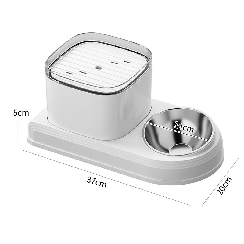 Cat bowl automatic drinking water feeder all-in-one pet bowl cat food utensil cat food bowl dog bowl pet suppliesFashion style - white