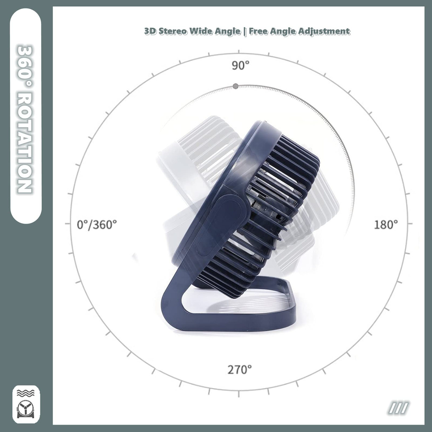 USB Fan 5 Inch Mini USB Desk Table Fan Personal Portable Desktop Cooling Fan Powered by USB PC Netbook for Camping Home Office Outdoor Travel, Strong Wind