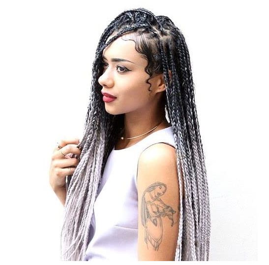 Obaasima Strands OS Ombre Braiding Hair 82" BY36 For African Braid And Rasta / Black / Gray