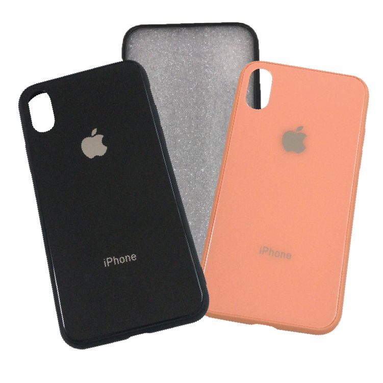 Silicone Soft Gel Rubber Slim Microfiber Lining Cushion Texture Cover Shockproof Protective Anti-Scratch - Glass Back design Phone Cases for iPhone Xs/X 