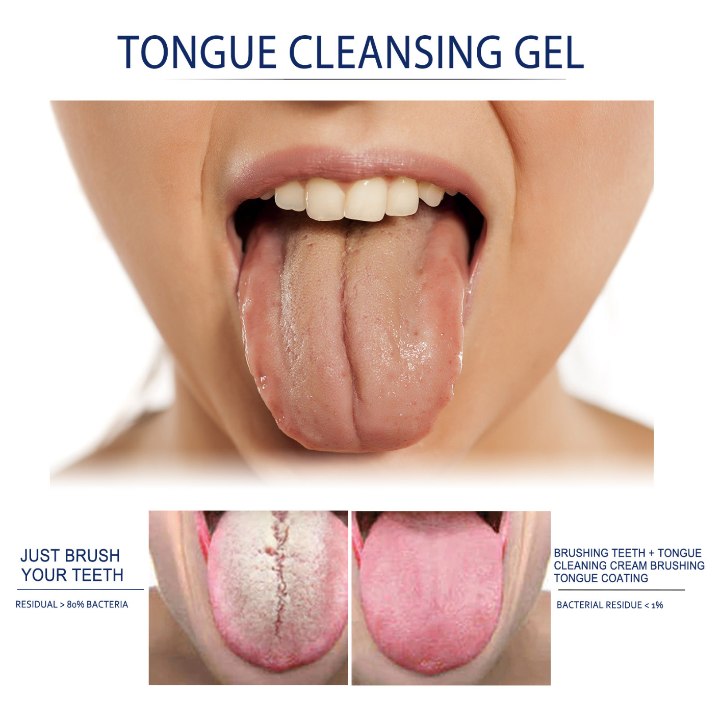 Tongue Scraper Precise Cleaning Brush Kit, Tongue Cleaning Gel Tongue Brush Easy To Use Tongue Scrubber for Men Women, 1 Pc Tongue Cleaning Gel and 1 Pc Tongue Brush