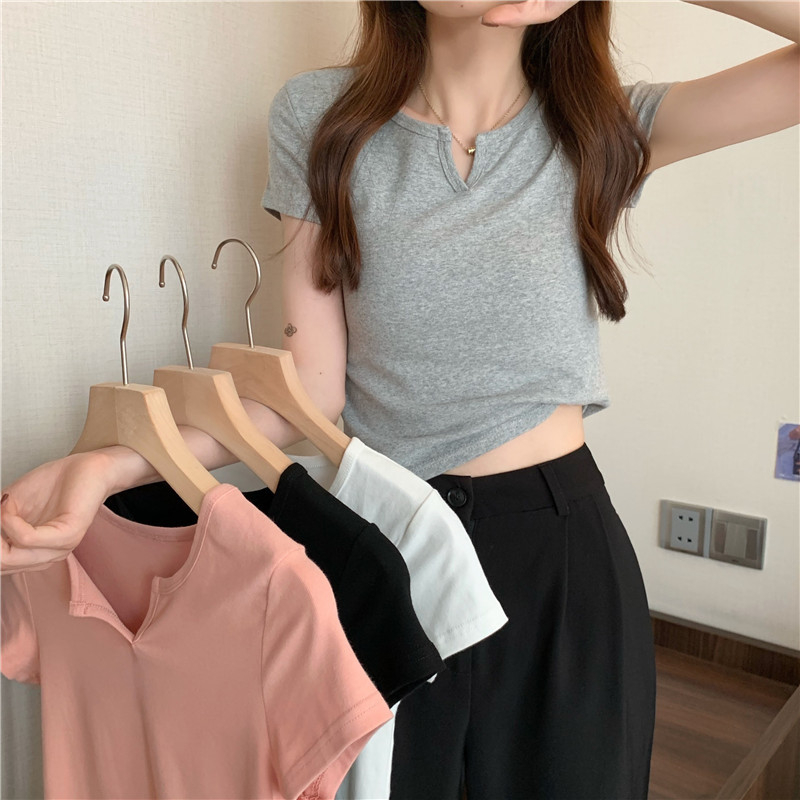 165 Women's Design Sense Slim Casual T-shirt Short Sleeves