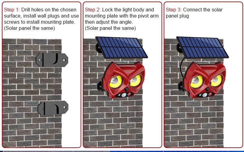 New solar powered lamp, owl lamp, outdoor garden decoration lamp, human body sensing street lamp, courtyard lamp, wall lamp