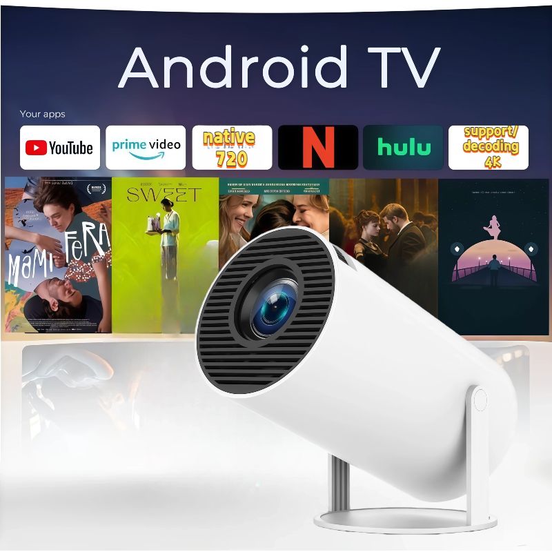 Mini Projector HY300 Pro, Portable Projector with Dual-Band WIFI6 5G Wireless 5.4 Bluetooth, Smart Projector Support 4K 1080P, Auto Keystone Correction 35"-130" Screen Video Projector
