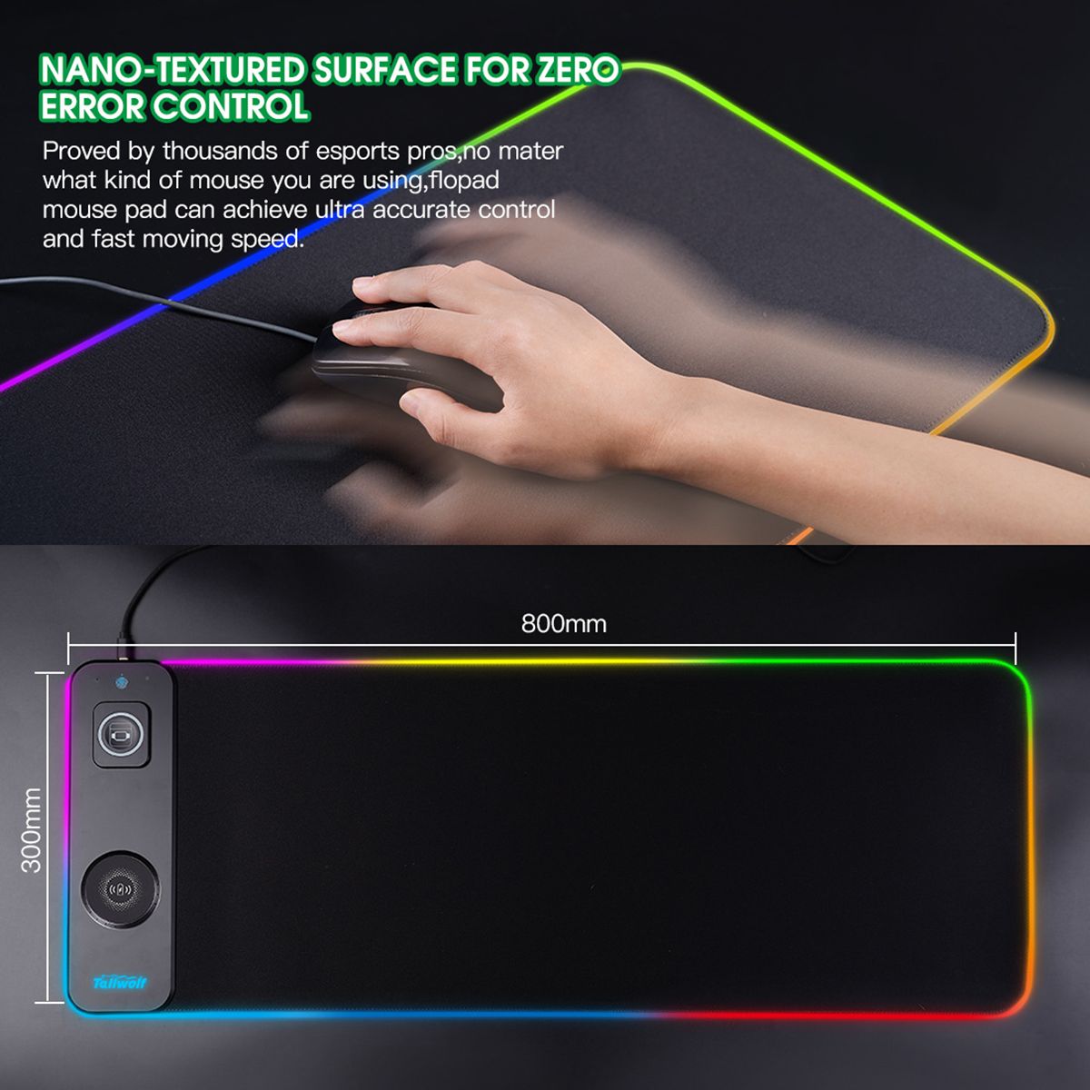 3-in-1 magnetic wireless charging mouse pad, oversized customized office desk pad, wireless charging luminous mouse pad