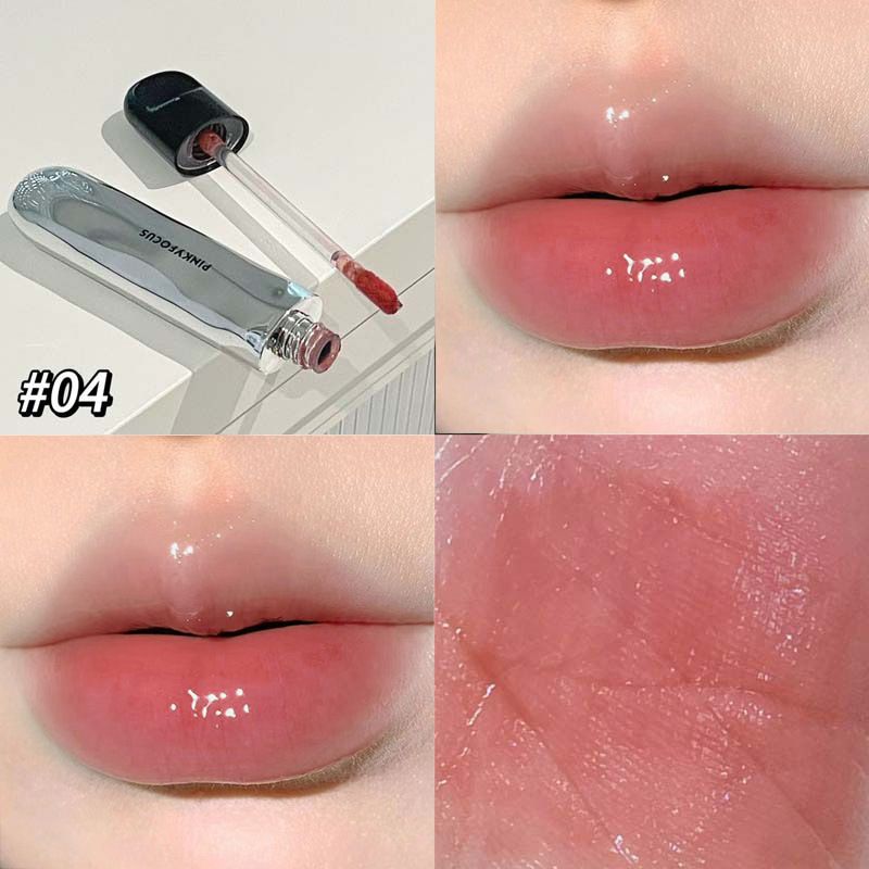 PinkyFocus Black Yaoyue Light Mirror Lip Glaze Korean Pure Want to Show Tender and Moisturizing Hydrating Glass Dudu Lip Lipstick