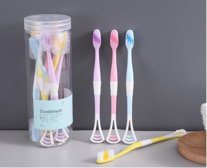 AKAKD 8 PCS Tongue Scraper Tongue Cleaner Tongue Scraper Remove Bad Breath Oral Care 2-in-1 Toothbrush Single