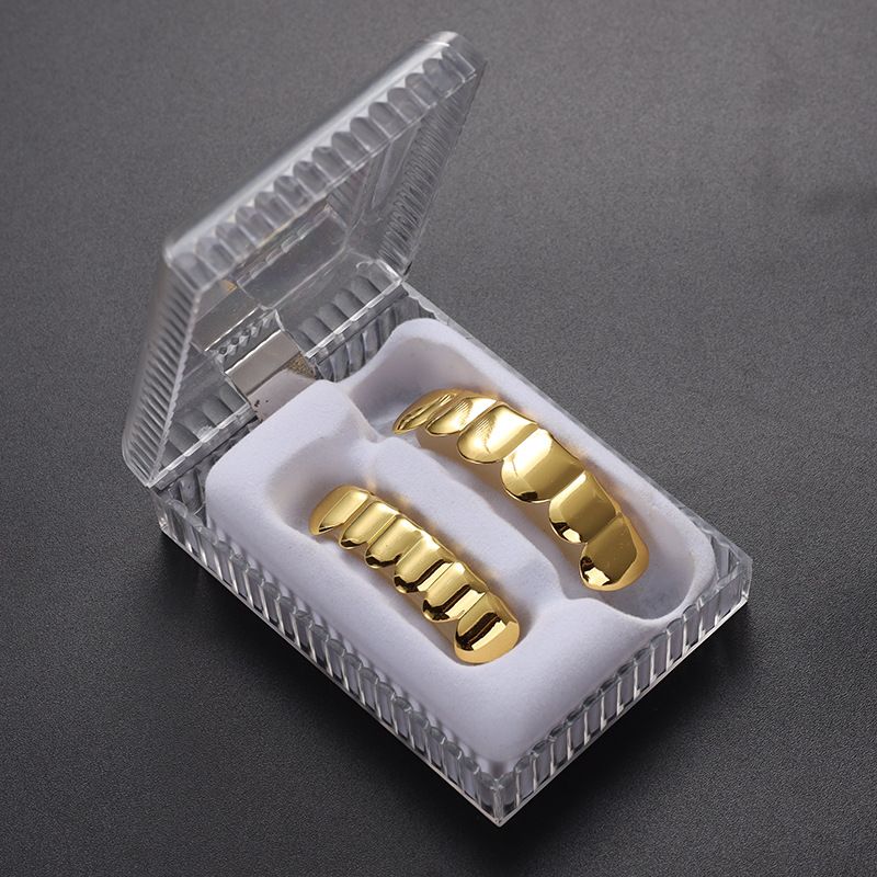 Gold-plated false teeth hip-hop rap men and women smooth teeth decoration teeth grillz hip-hop grillz tooth grillz