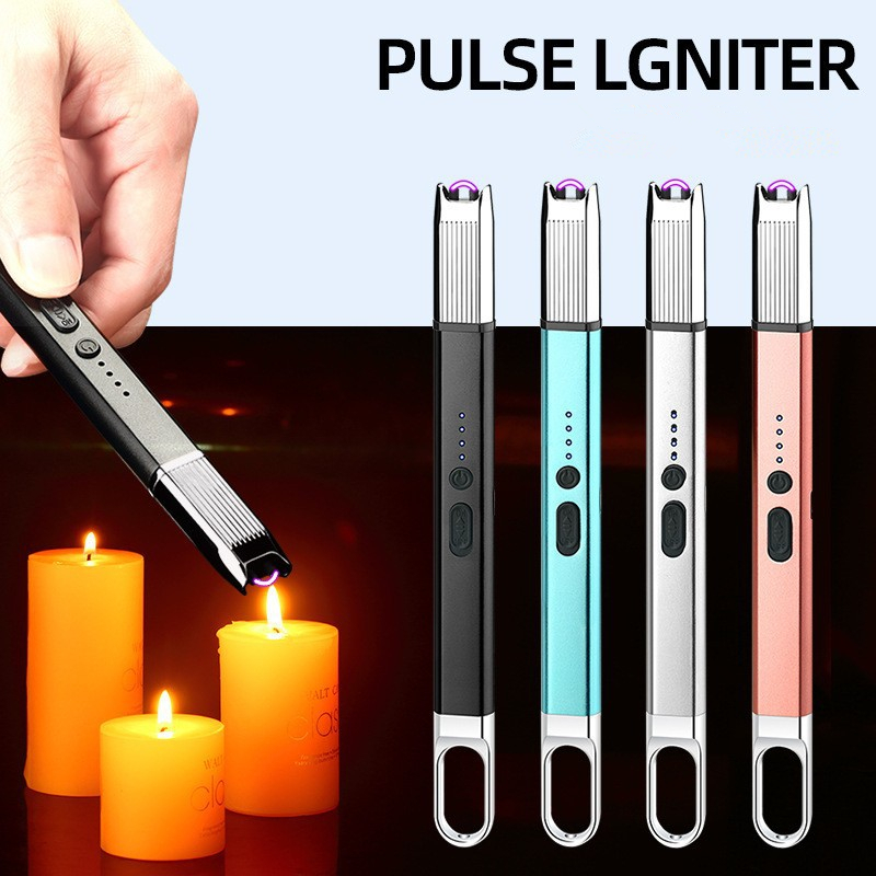 K13 Electric Lighter, Candle Lighter, Windproof USB Rechargeable Electronic Plasma Arc Lighter with Safety Lock, Battery Indicator, Long Lighter for Candle, Camping, BBQ, Grill, Fireplace