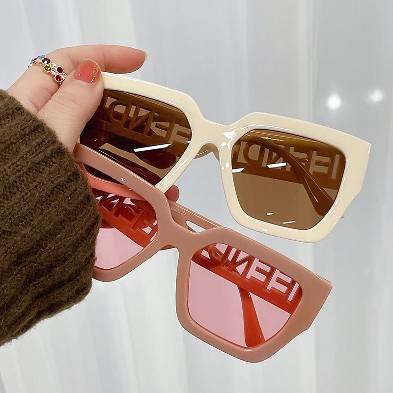 5287 Men's and Women's New Retro Letter Hollowed Out Large Frame Sunglasses , UV Resistant Sunglasses
