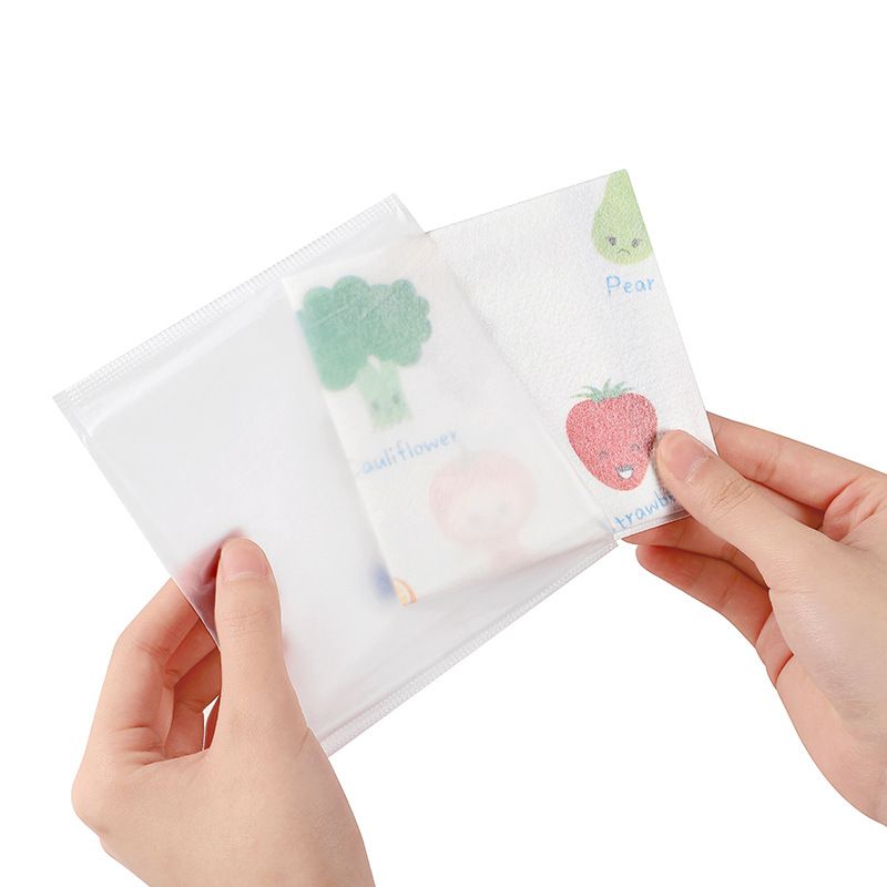 A pack Muchen children's disposable dining mats, waterproof and oil-proof, no need to wash, portable tablecloth cartoon fruit pattern.