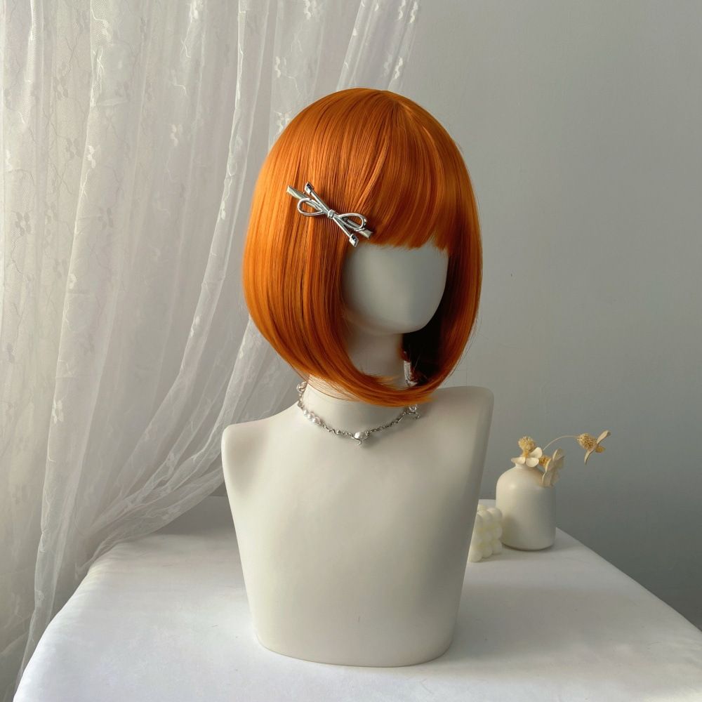Women Synthetic Shoulder Length Straight Bob Wig, Fashion Short Bob Full Head Hairpiece with Smooth Fiber for Daily Dating Street Party Cosplay