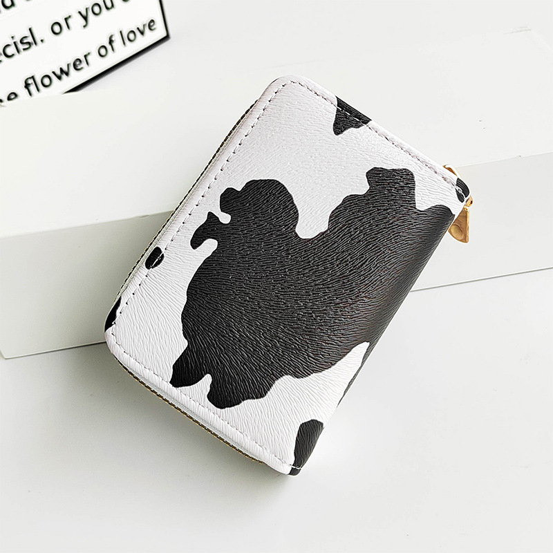 #1263 women's cow print design women's coin purse mini purse with chain zipper brand lady's small money wallet, men's key coin storage pocket