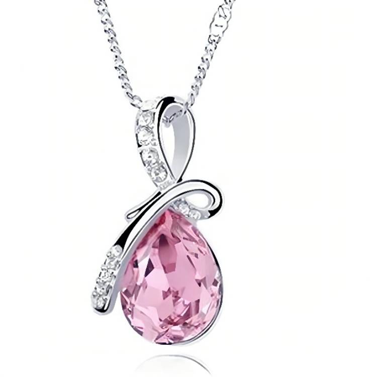 Huadeer Fashion Teardrop Necklace For Women Teardrop Waterdrop Austrian Crystal with Silver Chain Jewelry 2021 Trend Hot Selling Jewelry 
