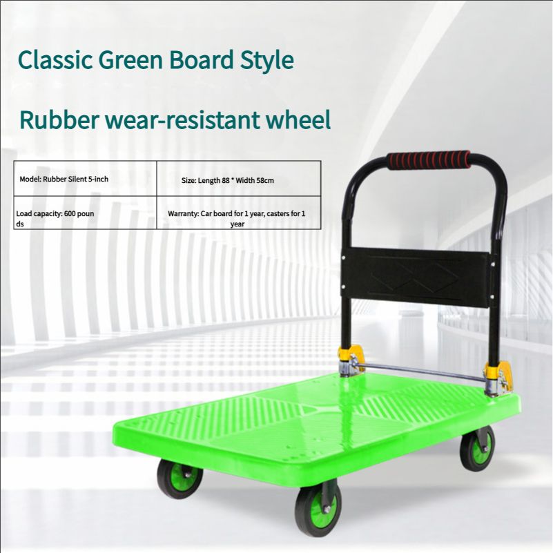 Flatbed trolley mute,handcart folding trolley,plastic thickened heavy-duty pulling truck,moving