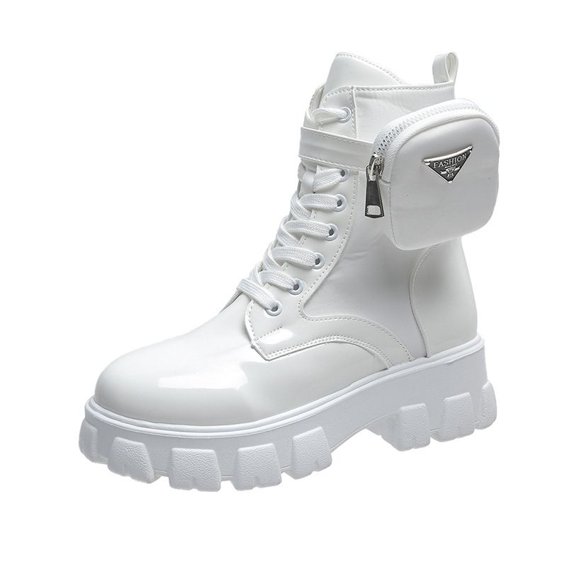 Boot Woman Shoe Boot Shoe Lady Booty Short Woman Large New Lace up Round Toe Thick Soled Short Boots Women's British Style Fashionable Martin Boots