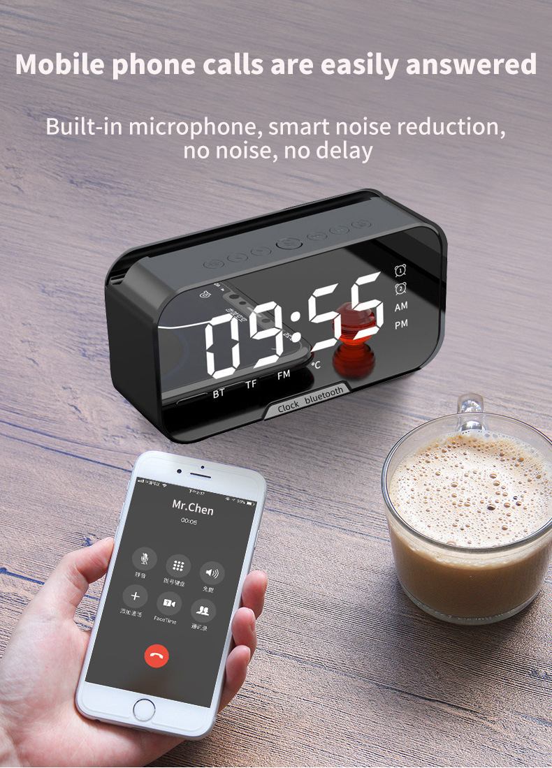 Digital  Alarm Clock Wireless Bluetooth 5.0 Speaker FM Radio
