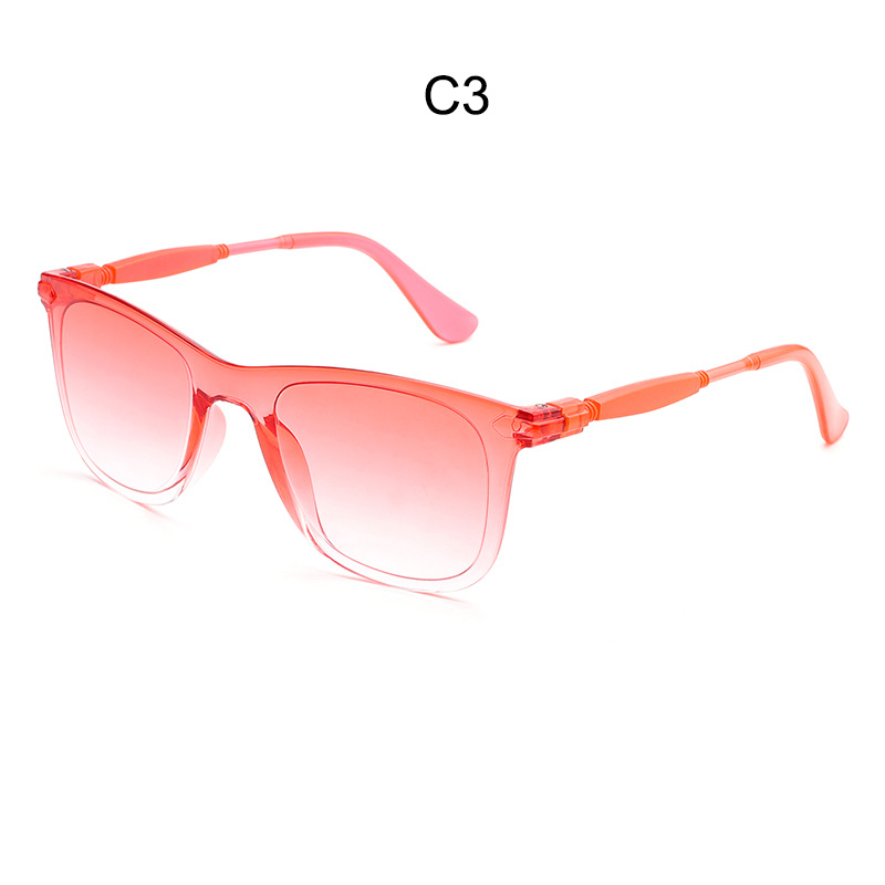 New children's one-piece jelly gradient sunglasses Colorful frameless patterned feet European and American fashion sunglasses Children's sunglassesred