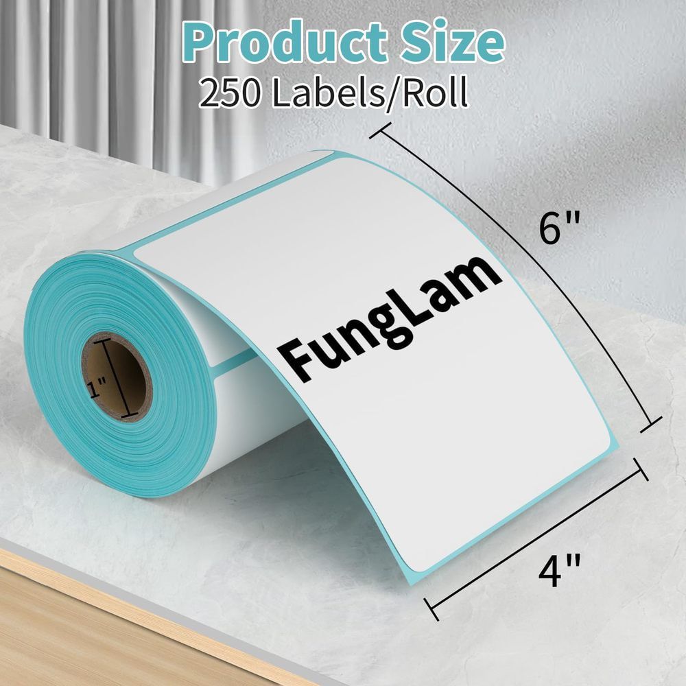 2 Rolls 4x6 Direct Thermal Printer Labels 1000 Shipping Labels Compatible with Zebra, Rollo Label Printer, Peforated Postage Thermal Labels, Permanent Adhesive, 500 Labels/Roll