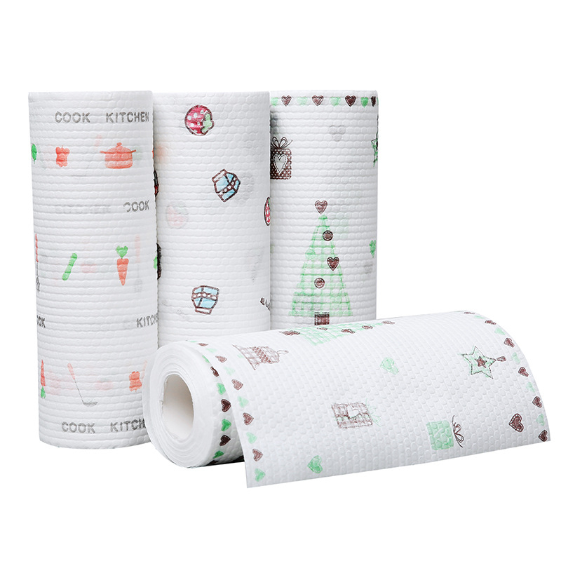 Eco Friendly Reusable Cleaning Cloths Disposable Cleaning Towels for Kitchen with Printed Design, Absorbent, Dry Quickly 50 Count/Pack