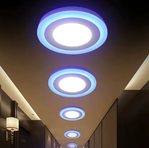 High Efficiency Surface Mounting Indoor Home Office Round Square Panel Light - White + Blue