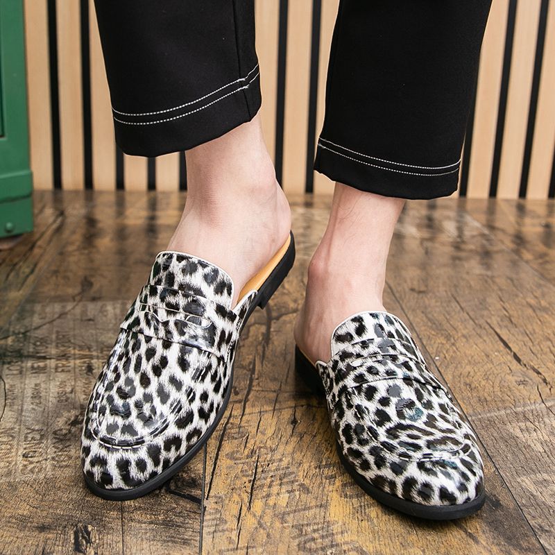 Youth Men Leisure Cool Mules Man Summer Slippers Fashion Casual Leather Loafers Flats Shoes Pu Breathable Slip On Footwears For