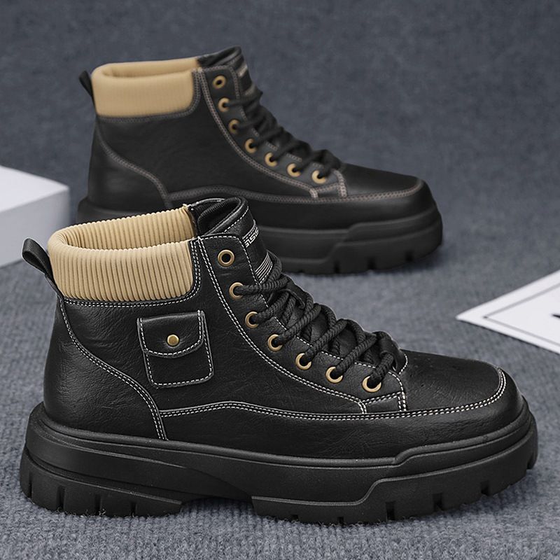 Mens Mid Top Martin Boots 2025 A/W British Style Vintage Work Boots Military Combat Shoes Casual Leather Ankle Boots