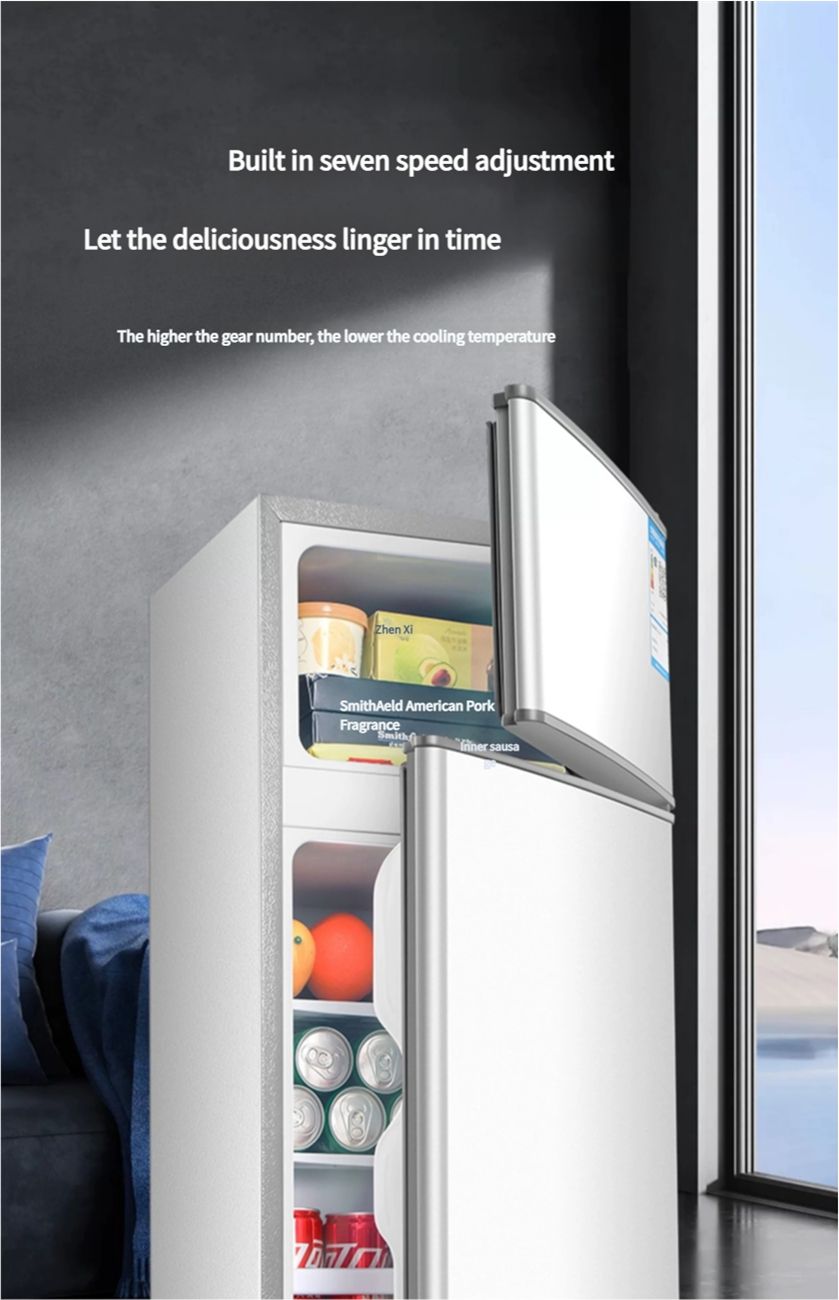 AUX small refrigerator for household use, small rental housing, dormitory, mini energy-saving and energy-saving office, rental housing, double door refrigerator
