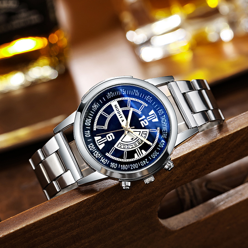 GD282 Male Simple Steel Band Quartz Wristwatches Blue Glass Creative Watches Men Wrist Luxury Clock