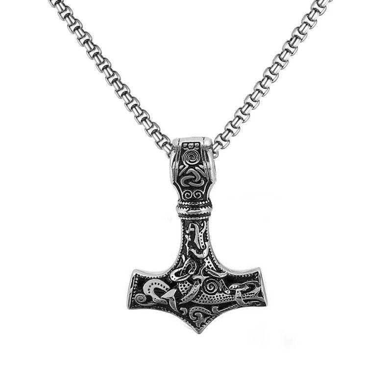 Necklace Personalized and Creative Titanium Steel Thor's Hammer Necklace Stainless Steel Jewelry CRRSHOP free shipping pendant necklace 60cm titanium steel chain