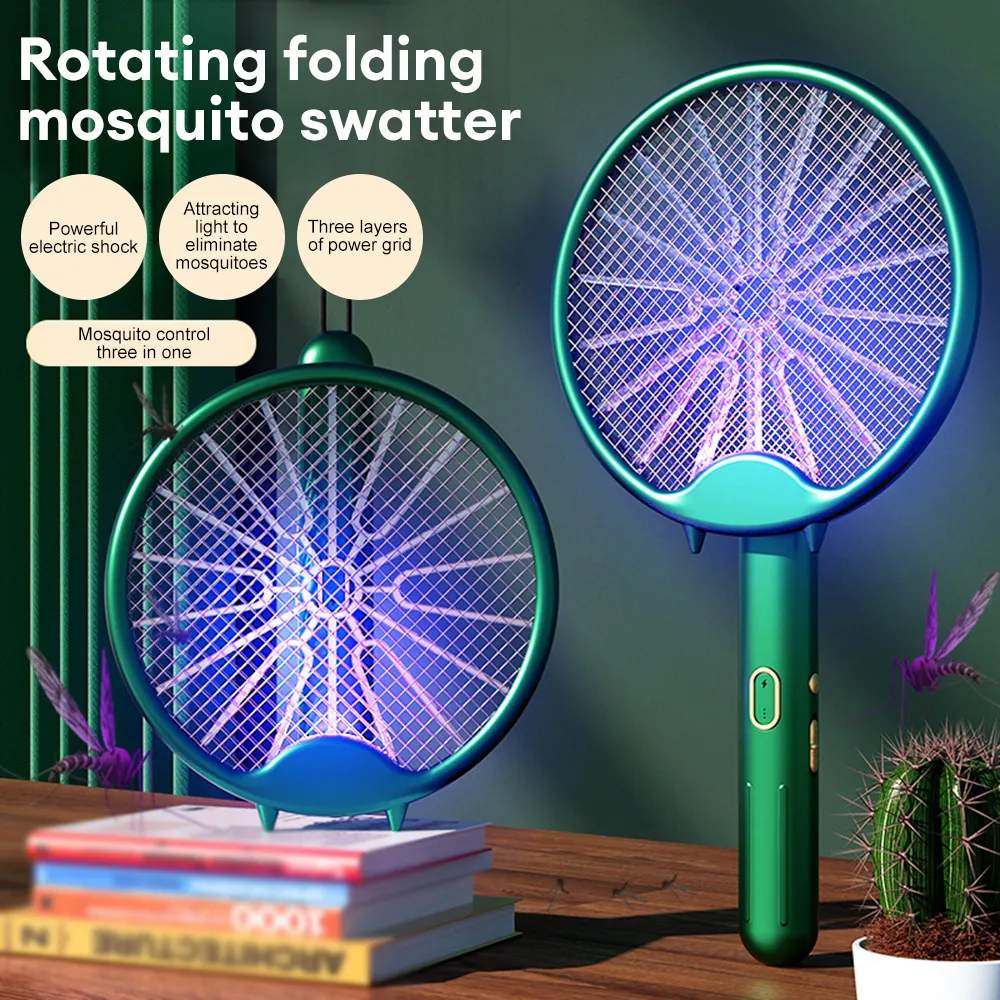 3000V Electric Mosquito Racket Mosquito Killer Lamp USB Rechargeable Foldable Mosquito Repellent Lamp Swatter Fly Swatter