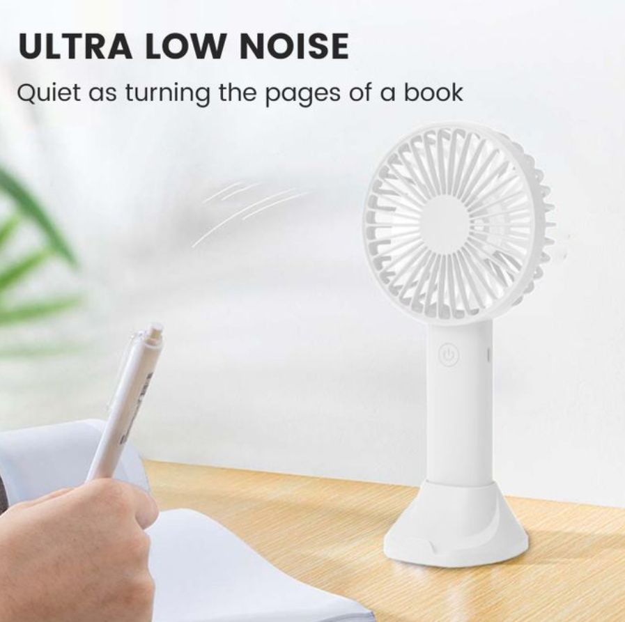 Hand Held USB Rechargeable Fan Desktop Phone Holder - White/ Green/Blue