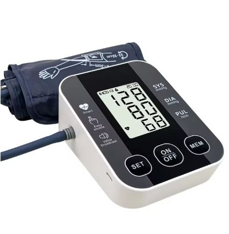 Portable Upper Arm Medical Voice Sphygmomanometer BP Machinel  Black