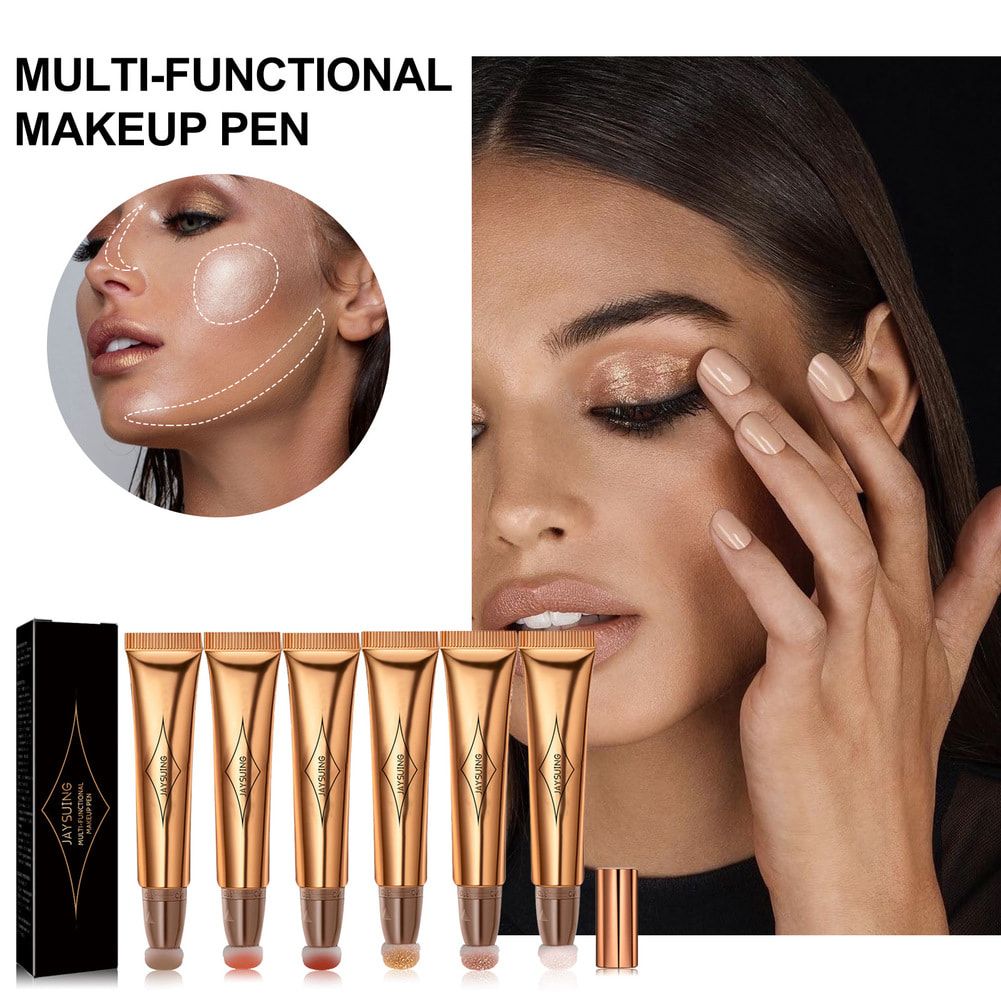 Jaysuing Multi-Functional Cosmetic Brush Contour Beauty Facial Brush Contour Highlight Multi-Purpose Contour Stick Make Up