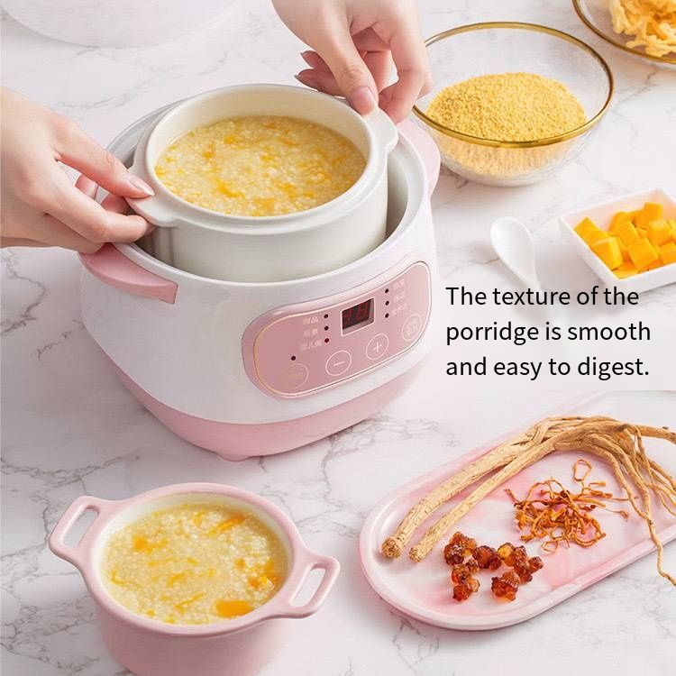 Ceramic Inner Pot Electric Stewing Cooker, Intelligent Reservation Slow Cooker, Constant Temperature Water Isolation Stew Pot, Portable Automatic Food Cooking Pot for Home Daily Use