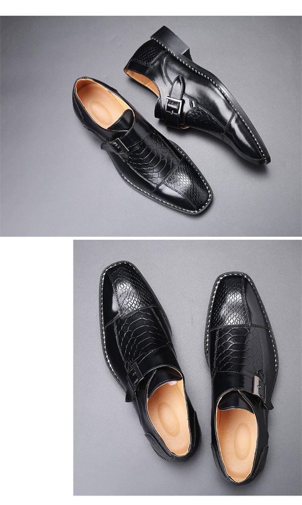 Spring new business casual men's shoes: British pointed-toe leather shoes, men's belt-buckle trendy shoes, men's cross-border shoes