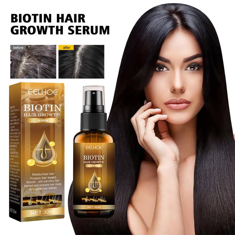 EELHOE Biotin Fast Hair Growth Products Anti Hair Loss Serum Spray Prevent Baldness Treatment Scalp Beard Beauty Hair Care Men Women