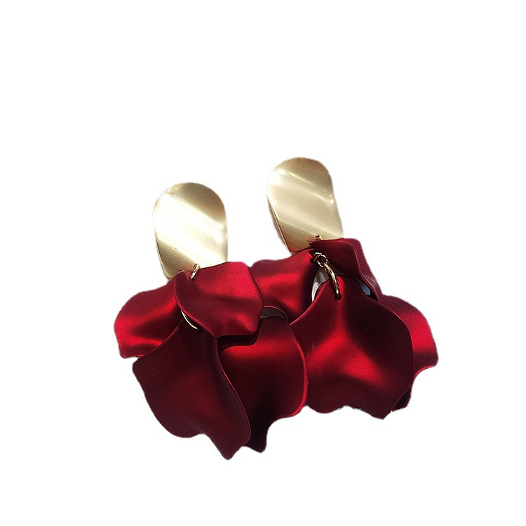 111603 rose petal earrings for women multi-layered design long pendant stud earrings for girls