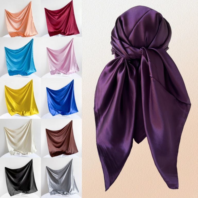 Seding 90CM solid color square scarf cross-border women's scarf scarf satin fashion bright face scarf
