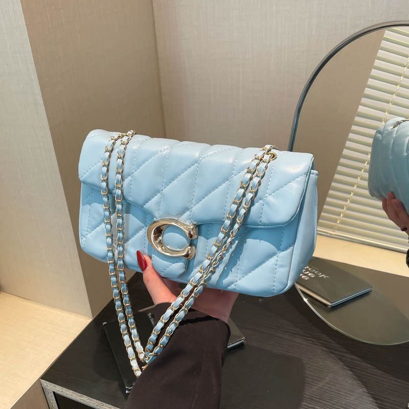 Women's Chain Crossbody Bag, Quilted Diamond Stitch Shoulder Bag, Fashionable Underarm Small Square Bag for Ladies